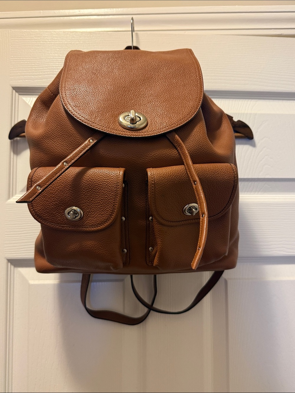 Coach Brown Leather Backpack with Front Pockets